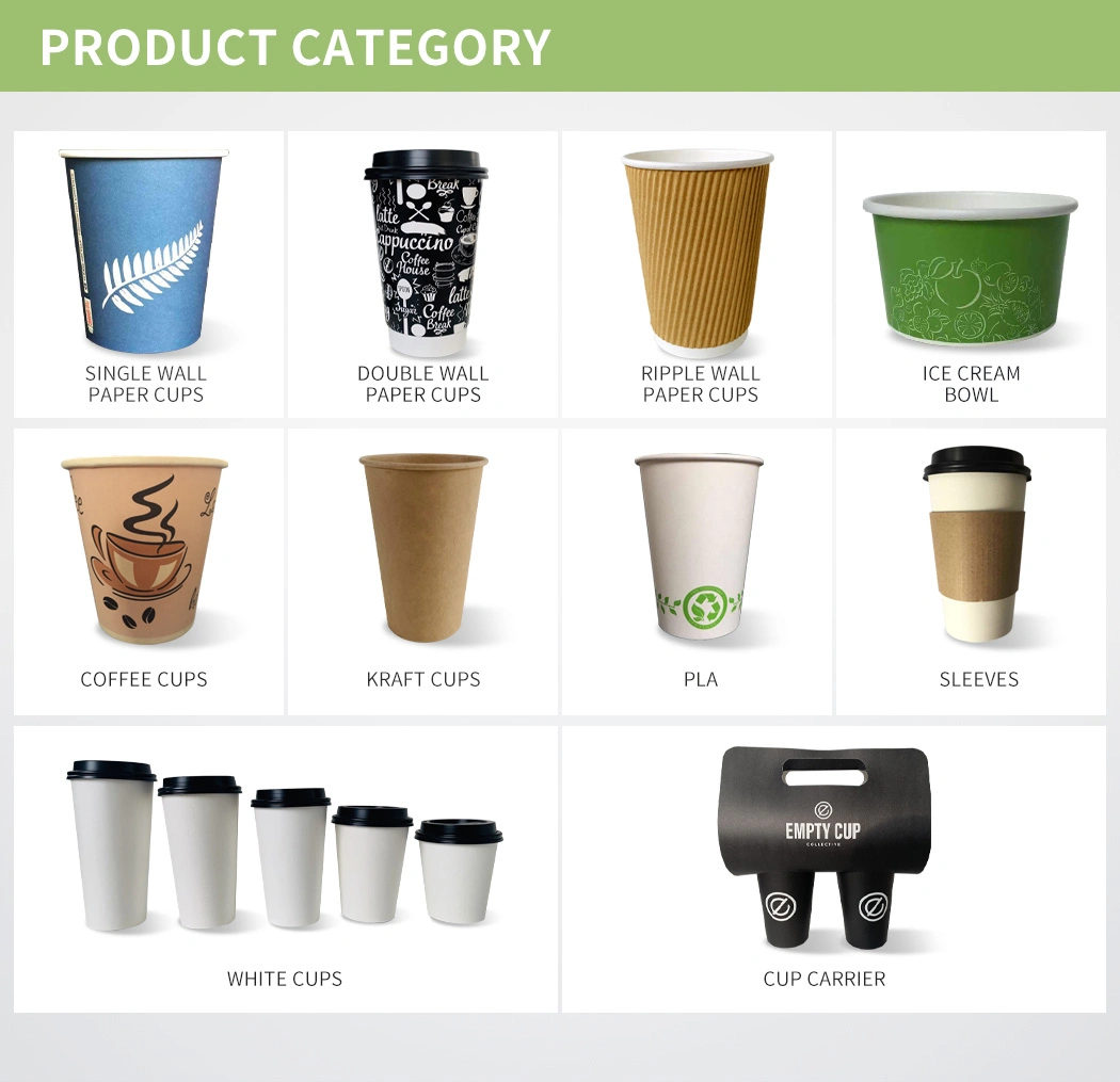 Double Wall Single Wall Ripple Wall Disposable Hot Coffee Paper Cup with Custom Printed Logo for Coffee, Hot and Cold Beverages