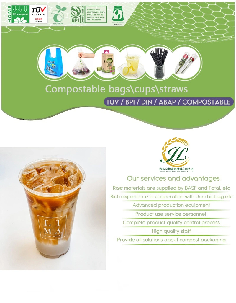 Customized 10 12 14 16 20 24 Oz Biodegradable Compostable Transparent Plastic PLA Cold Drinking/Coffee/Tea/Milk Cup with Lids