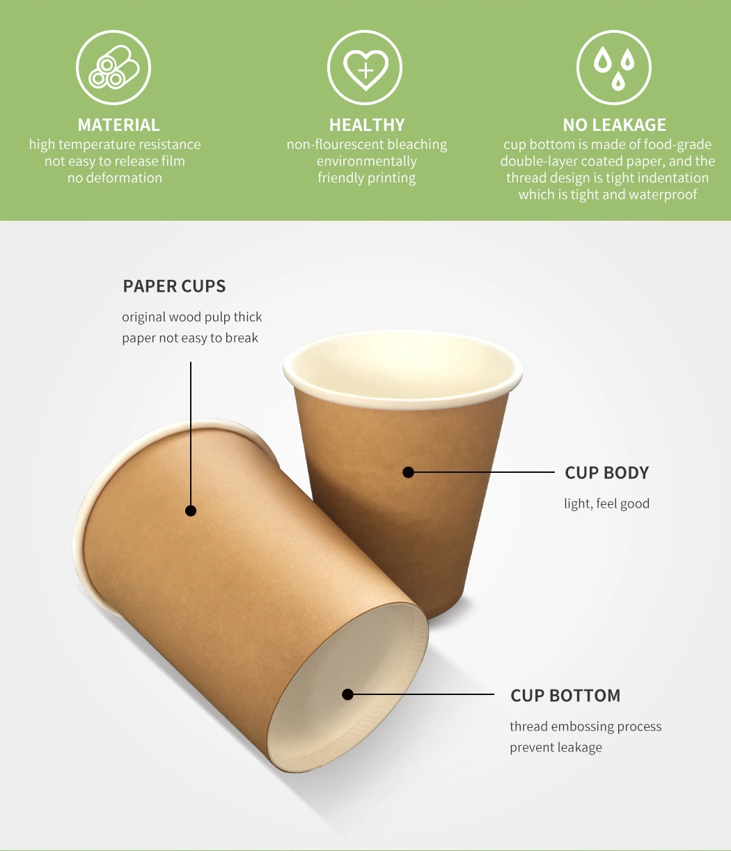 Double Wall Single Wall Ripple Wall Disposable Hot Coffee Paper Cup with Custom Printed Logo for Coffee, Hot and Cold Beverages