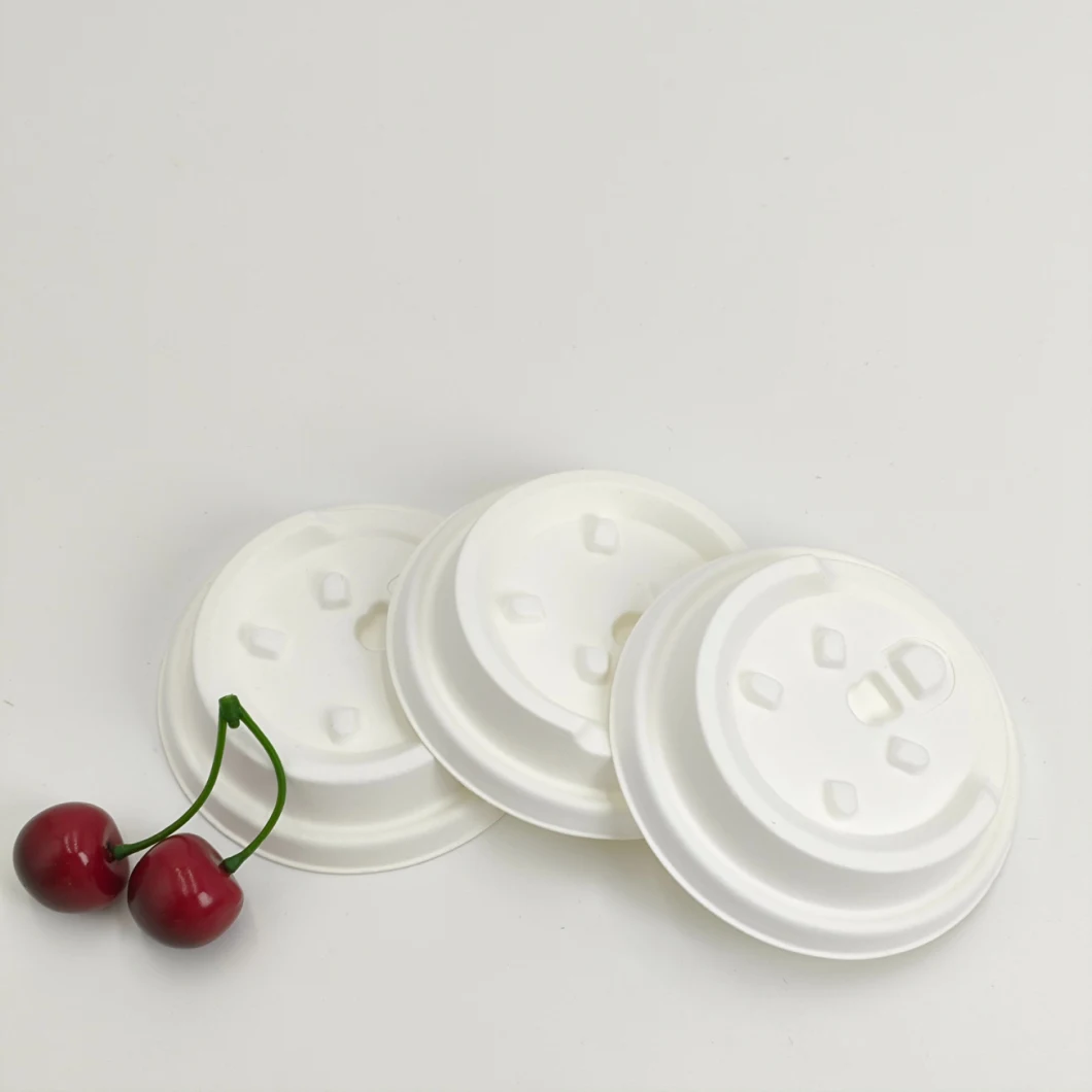 80mm 90mm Biodegradable Compostable Sugarcane Pulp Bagasse Paper to Go Packaging Coffee Cup Lid