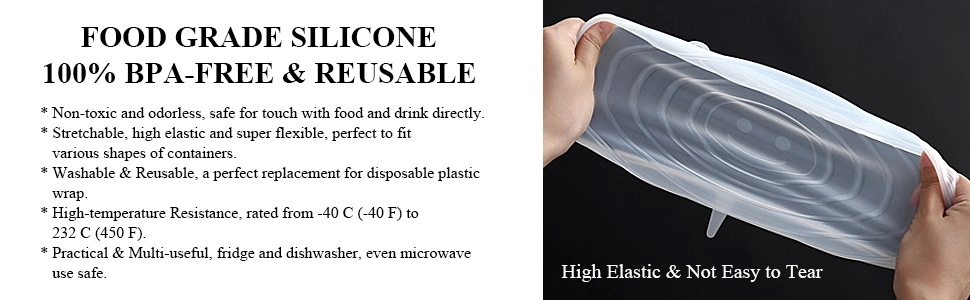 Universal Silicone Circle Food Safe Fresh Stretch Cover Lids for Bowls/Pots/Cups/Pans