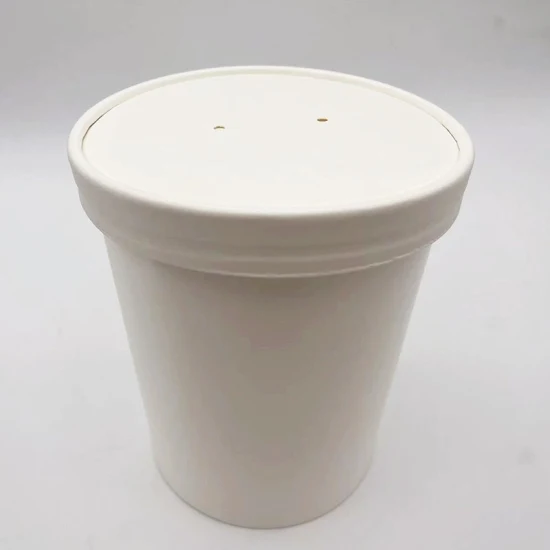 Taza de sopa de papel para llevar desechable personalizada con impresión personalizada con tapa