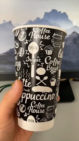 Taza de papel de café caliente desechable de pared simple de pared doble con logotipo impreso personalizado para café, bebidas frías y calientes