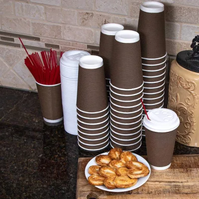Vasos de papel de café caliente con aislamiento de doble pared compostables biodegradables