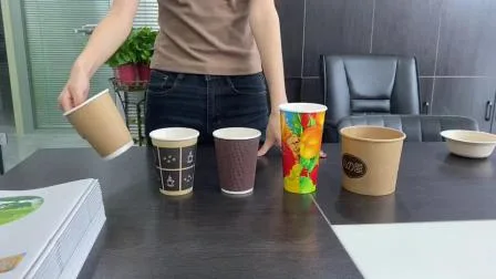 Taza de café de papel de doble pared con ondulación compostable con tapas