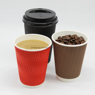 Vaso de papel de pared triple compostable recubierto de PLA Ingeo con aislamiento caliente de 12 oz