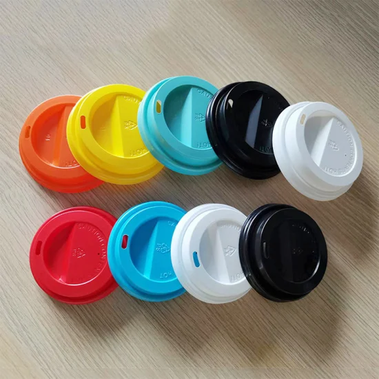 Tapa de vaso de papel desechable amarillo para beber café caliente