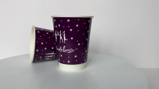 Taza de papel desechable de café en relieve de doble pared para llevar