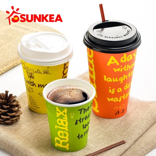 Sunkea tapa de plástico blanco desechable para vaso de papel