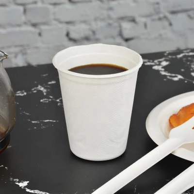 Tazas de papel de café de pulpa de caña de azúcar desechables de pared doble desechables compostables de bagazo tazas de embalaje taza de café de bagazo