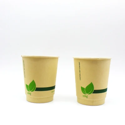 Taza de papel con impresión personalizada biodegradable compostable aislada de 16 onzas caliente