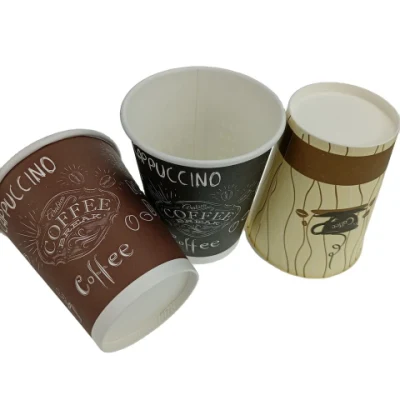 Taza de papel desechable compostable Taza de una sola pared biodegradable Color impreso Taza de papel de café personalizada