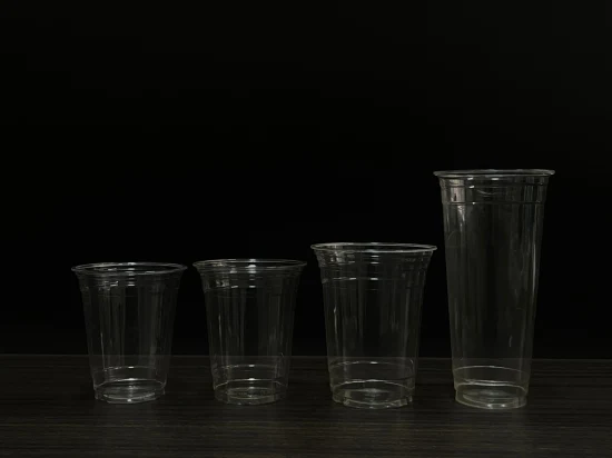 100% respetuoso con el medio ambiente, biodegradable, compostable, PLA, maicena, transparente, desechable, plástico, batido, café, tazas para beber en frío, venta al por mayor