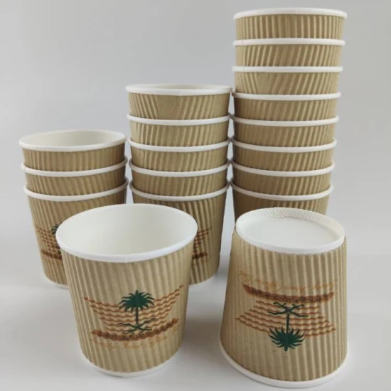 Venta al por mayor Eco Friendly 100% compostable Recubrimiento PLA Tazas de papel calientes desechables de doble pared para café y té