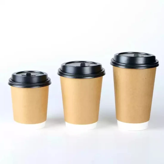 Tazas de café de papel de doble pared desechables ecológicas compostables con estampado Vintage único con logotipo impreso personalizado al por mayor