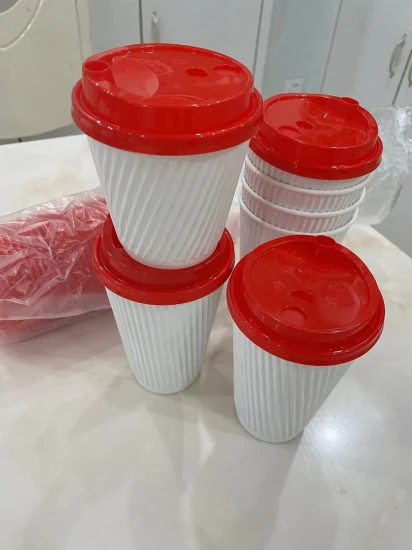 Tapa de taza de café para llevar, uso de bebidas frías/calientes, tazas de café desechables, tapa de plástico PP/PS rojo, negro y blanco para taza