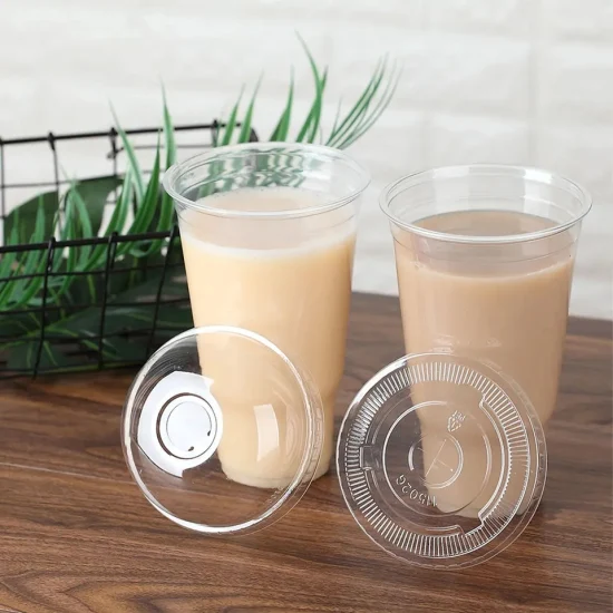 12 oz 16 oz 20 oz Biodegradable y compostable desechable PLA Copa Ecológico Plástico Frío Café Boba Taza de té Helado con tapas